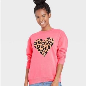 Pink leopard heart sweatshirt Fifth Sun